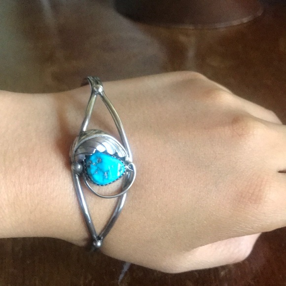 Vintage Jewelry - Vintage sterling silver turquoise bracelet cuff